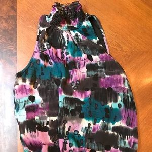 Multi colored high necked blouse